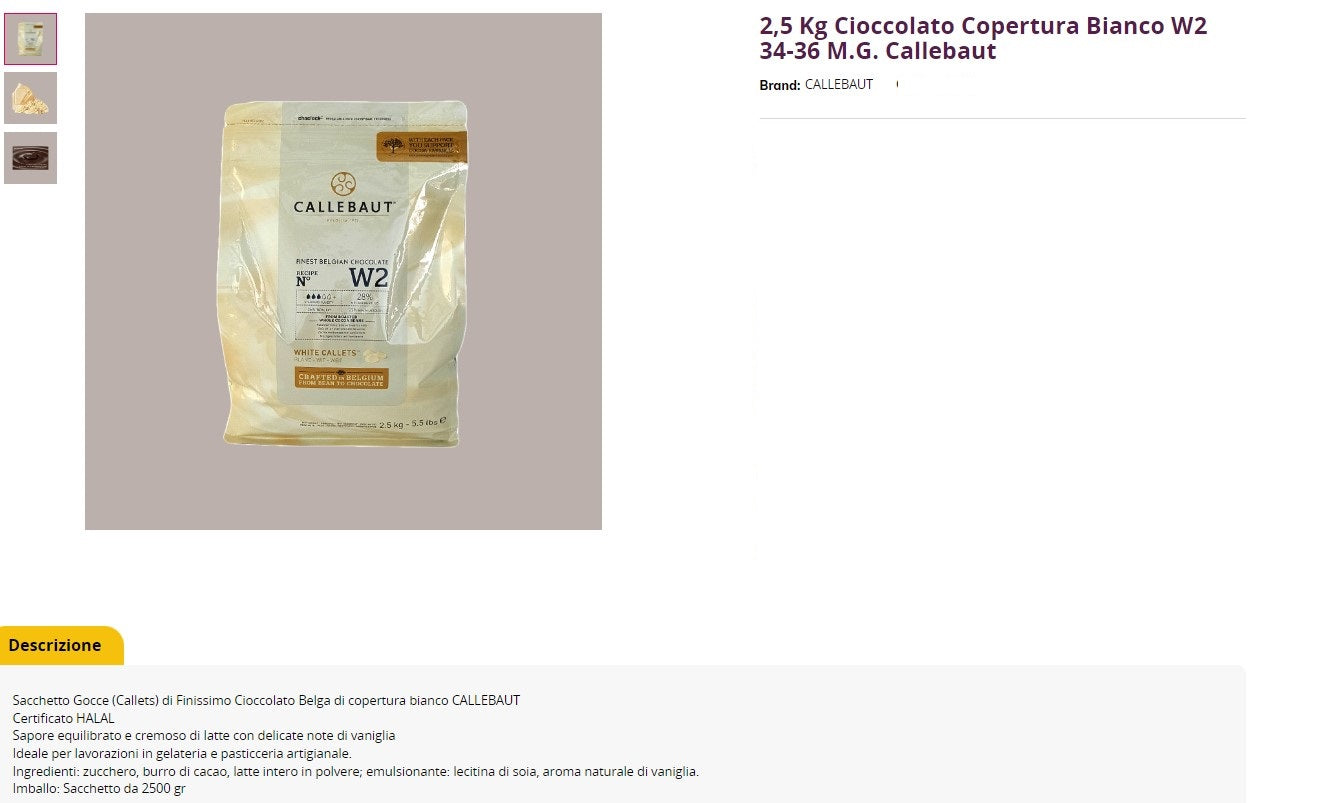 CIOCCOLATO BIANCO 34-36MG KG2.5 BARRY CALLEBAUT