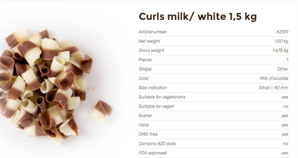 CURLS MILK/WHITE ( Cf. Kg.1,5 )