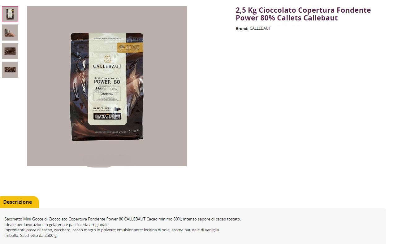 CIOCCOLATOFONDENTE 80% POWERFUL 80% KG 2.5 BARRY CALLEBAUT