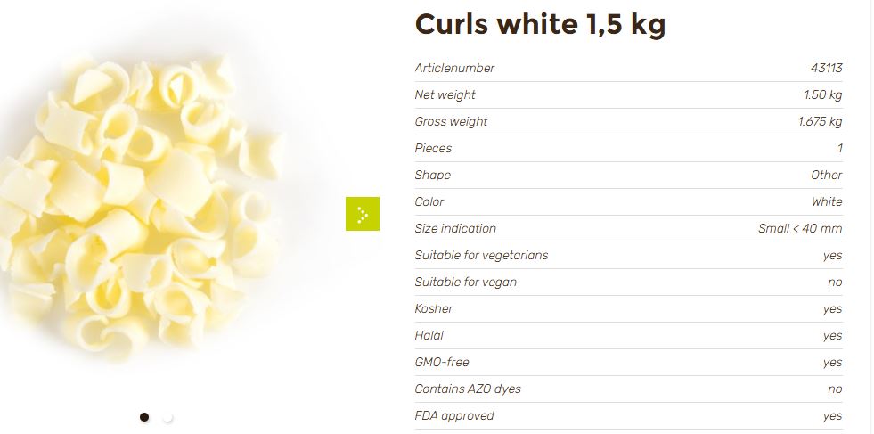 RICCIOLI WHITE ( Cf. Kg.1,5 )