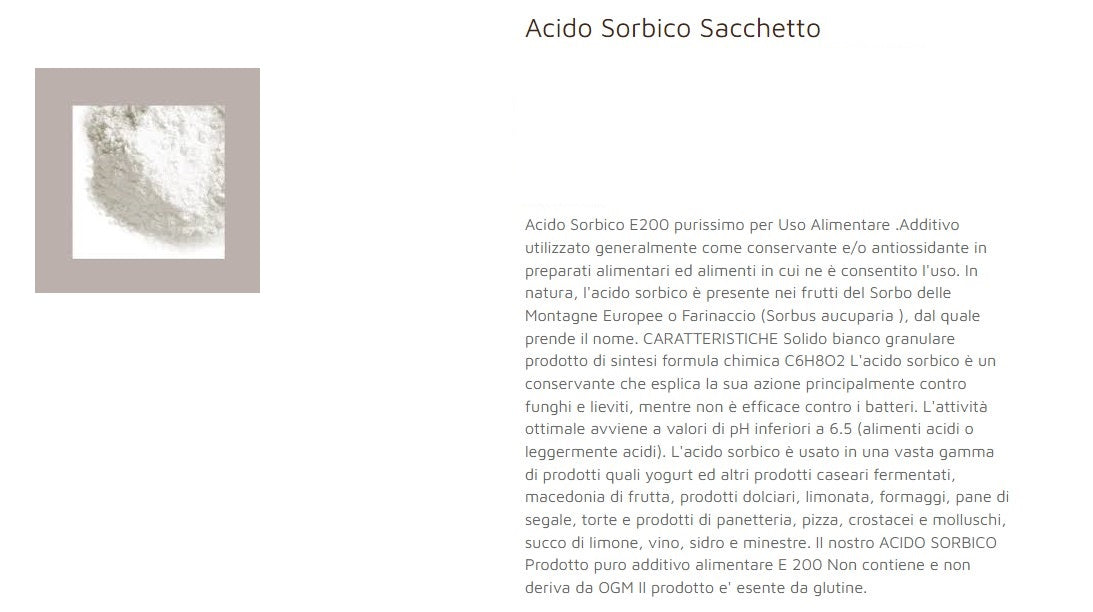 ACIDO SORBICO E200 CONSERVANTI ALIMENTARI SILEA