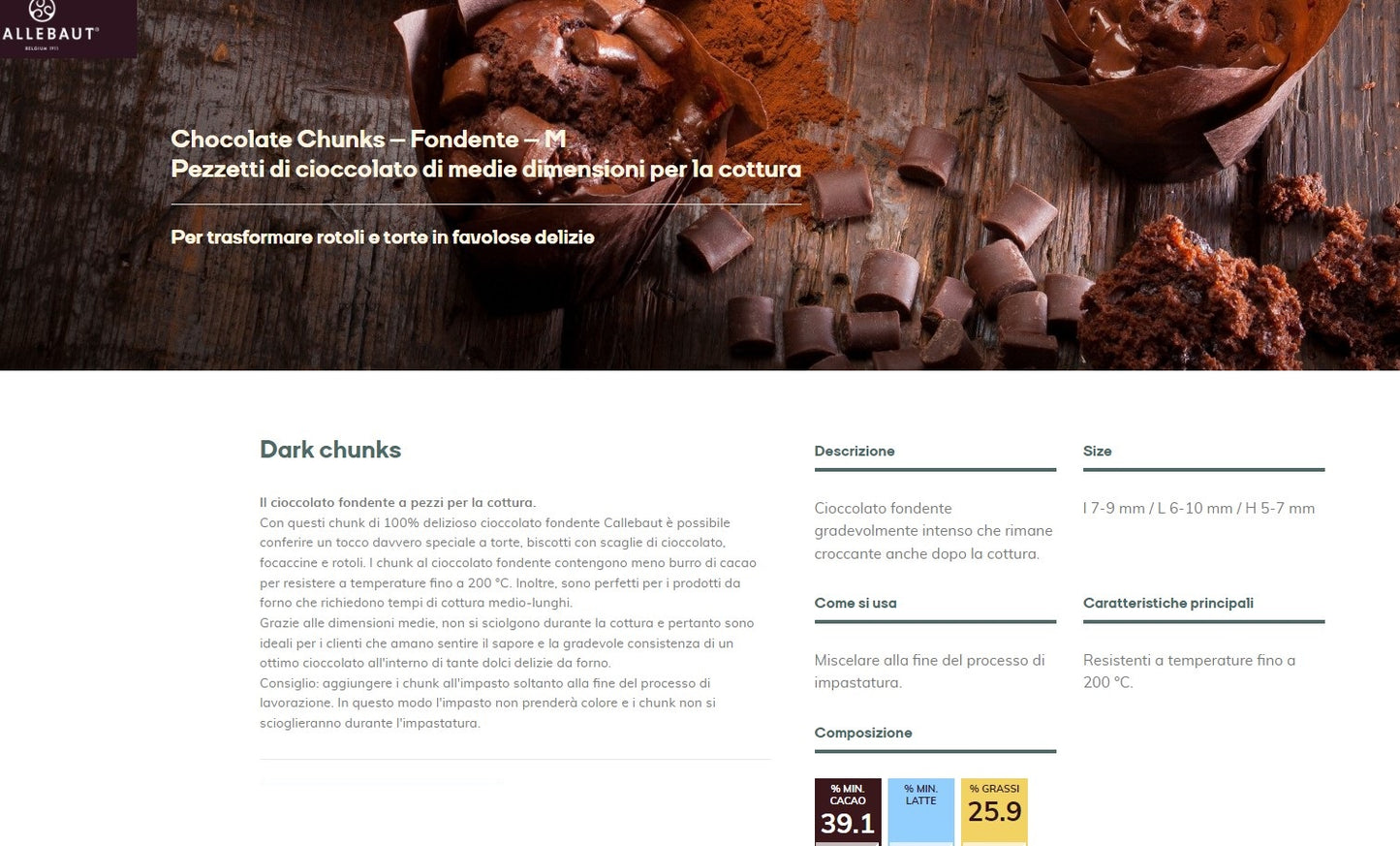 CIOCCOLATO CHUNKS FONDENTE 2.5 KG BARRY CALLEBAUT