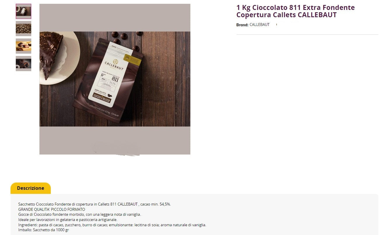 CIOCCOLATO EXTRA FONDENTE 34/36 KG 2.5 BARRY CALLEBAUT