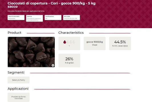 GOCCE MIGNON DI CIOCCOLATOFONDENTE PURO (MIN.CACAO 44.5%) CORI MKG.5 BARRY CALLEBAUT