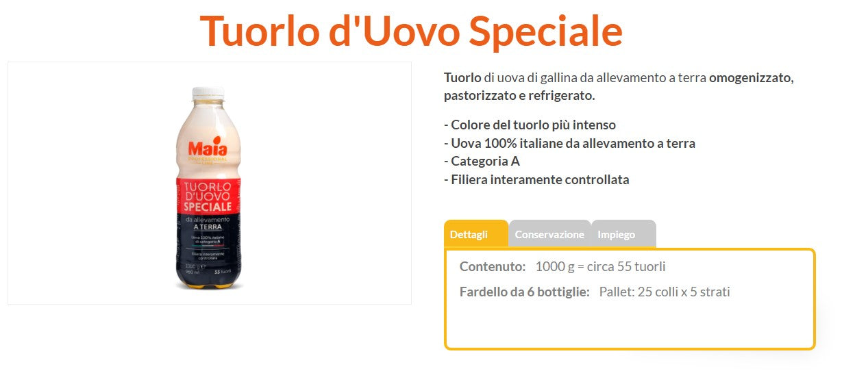TUORLO UOVO MAIA PROFESSIONAL SPECIALE CAT.A KG.1 EUROVO