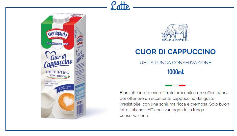 LATTE CUOR DI CAPPUCCINO INTERO UHT LT 1 STERILGARDA