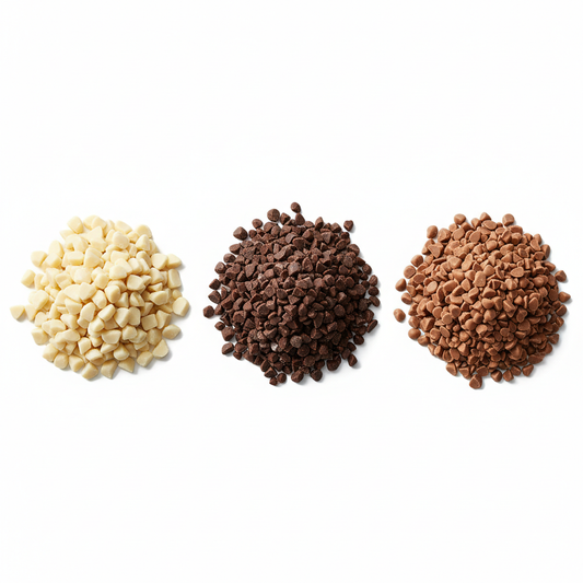 cioccolato bianco in grane fondente e a latte 