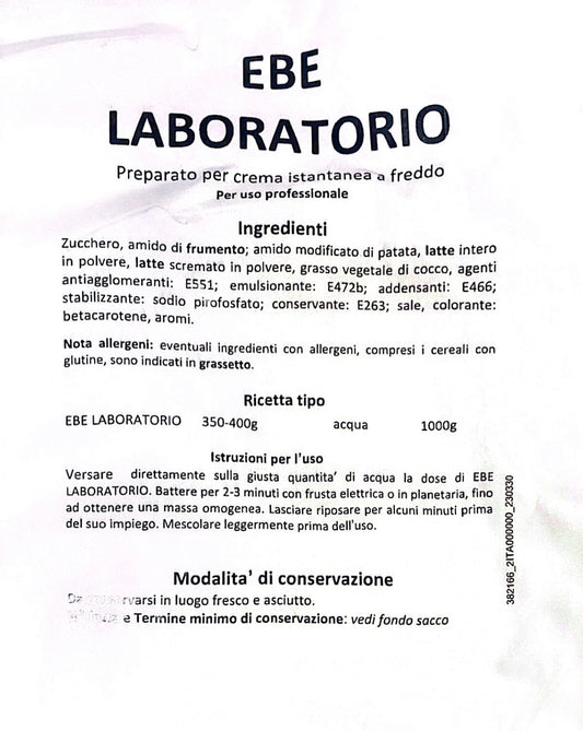 CREMA PASTICCERA A FREDDO EBE LABORATORIO KG.15 AB MAURI