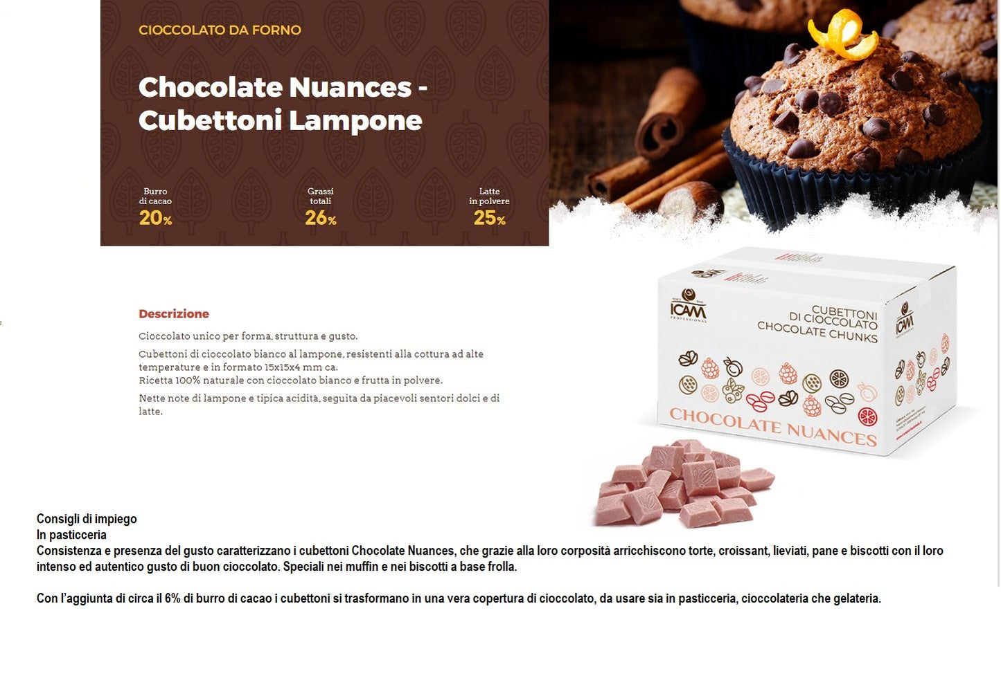 CUBETTI BIANCHI AL LAMPONE (CHUNKS) KG.4 ICAM